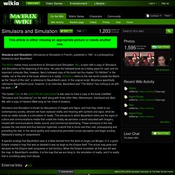 Simulacra and Simulation - Matrix Wiki - Neo, Trinity, Wachowski Brothers