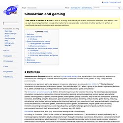 Simulation and gaming