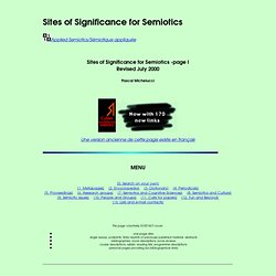 Sites of Significance for Semiotics (I)