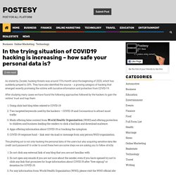 In the trying situation of COVID19 hacking is increasing – how safe your personal data is? - Postesy