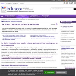 Document 1 web: Les élèves en situation de handicap - La scolarisation des élèves en situation de handicap.