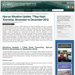 Hpa-an Situation Update: T'Nay Hsah Township, November to December 2012