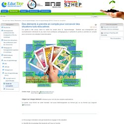 Des éléments à prendre en compte pour concevoir des situations ludo-éducatives