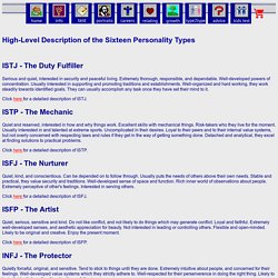 The Sixteen Personality Types