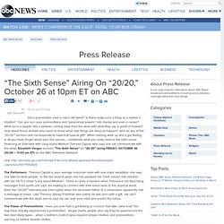 “The Sixth Sense” Airing On “20/20,” October 26 at 10pm ET on ABC