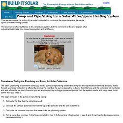 Pump and Pipe Sizing for a Solar Water or Space Heating System