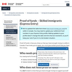 Proof of funds – Skilled immigrants (Express Entry)