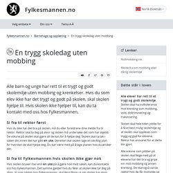 En trygg skoledag uten mobbing