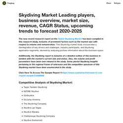 Skydiving Market Leading players, business overview, market size, revenue, CAGR Status, upcoming trends to forecast 2020-2025