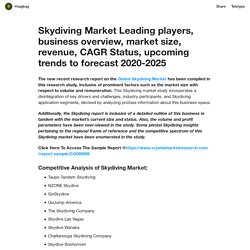 Skydiving Market Leading players, business overview, market size, revenue, CAGR Status, upcoming trends to forecast 2020-2025