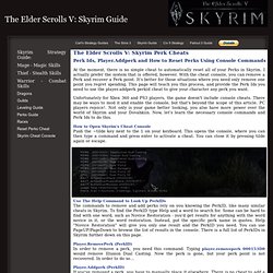 Skyrim Perk Cheats Pc