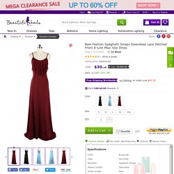New Fashion Spaghetti Straps Sleeveless Lace Patched Front A-Line Maxi Slip Dress - Beautifulhalo.com