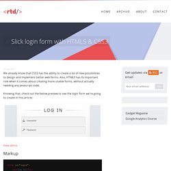 Slick login form with HTML5 & CSS3