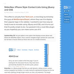 SliderNav: iPhone Style Contact Lists Using JQuery and CSS
