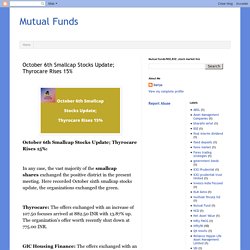 Mutual Funds: October 6th Smallcap Stocks Update; Thyrocare Rises 15%stock/share investment,NSE,BSE,Mutual funds