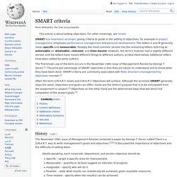 Les critères SMART (pr formaliser des objectifs)