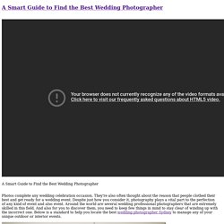 A Smart Guide to Find the Best Wedding Photographer