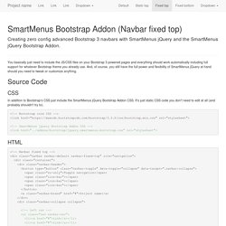 SmartMenus jQuery Website Menu - Bootstrap Addon - Navbar fixed top