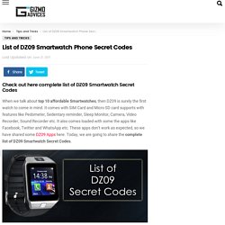 DZ09 Smartwatch Secret Codes - COMPLETE LIST