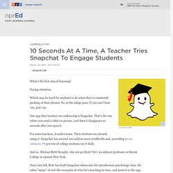 Snapchat As A Tool For Teachers : NPR Ed