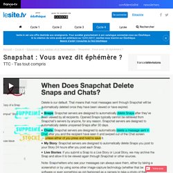 lesiteTV - Snapchat, données éphémères ?