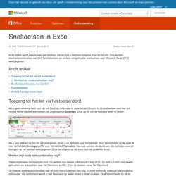 Sneltoetsen in Excel - Excel