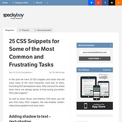 25 CSS Snippets for Some of the Most Common and Frustrating Tasks