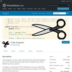 Code Snippets — WordPress Plugins