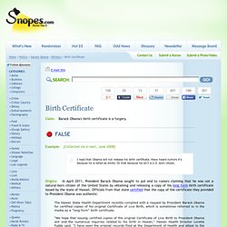 Barack Obama Birth Certificate