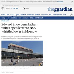 Edward Snowden's father writes open letter to NSA whistleblower in Moscow