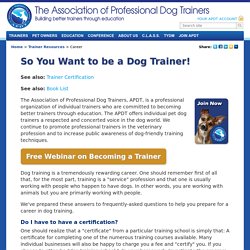 So You Want to be a Dog Trainer!