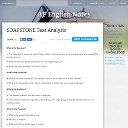 SOAPSTONE Text Analysis - AP English Bonus Knowledge