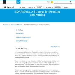 SOAPSTone: A Strategy for Reading and Writing