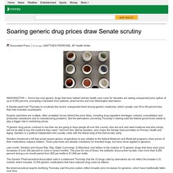 Soaring generic drug prices draw Senate scrutiny