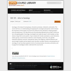 SOC 101 – Intro to Sociology