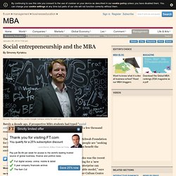 Social entrepreneurship and the MBA
