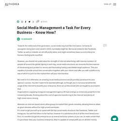 Social Media Management a Task For Every Business – Know How?      