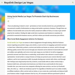 Using Social Media Las Vegas To Promote Start-Up Businesses