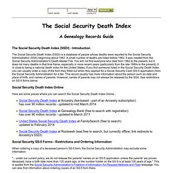 Social Security Death Index - Search Online