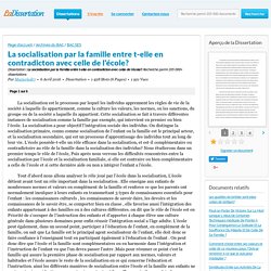 La socialisation par la famille entre t-elle en contradicton avec celle de l'école? - Dissertation - Marjoriedr7