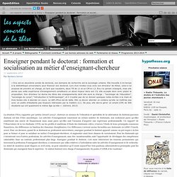 Enseigner pendant le doctorat : formation et socialisation au métier d’enseignant-chercheur