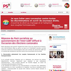 Réponse du Parti socialiste au questionnaire de l’inter-LGBT diffusé à l’occasion des élections cantonales