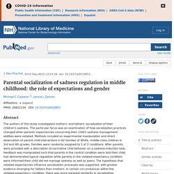 Parental socialization of sadness regulation in middle childhood: the role of expectations and gender