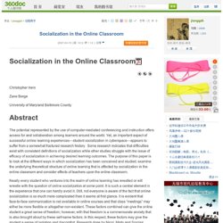 Socialization in the Online Classroom