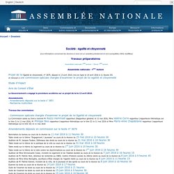 Société : égalité et citoyenneté. Travaux préparatoires. Assemblée nationale. www.assemblee-nationale.fr