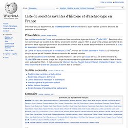 Liste de sociétés savantes d'histoire et d'archéologie en France