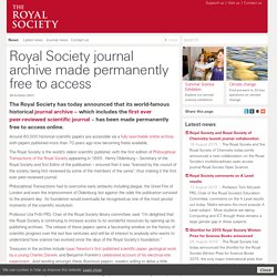 Royal Society journal archive made permanently free to access