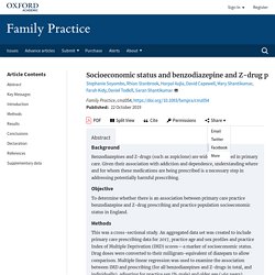 Socioeconomic status and benzodiazepine and Z-drug prescribing: a cross-sectional study of practice-level data in England