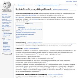 Sociokulturellt perspektiv på lärande – Wikipedia