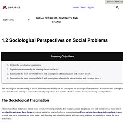 1.2 Sociological Perspectives on Social Problems – Social Problems: Continuity and Change